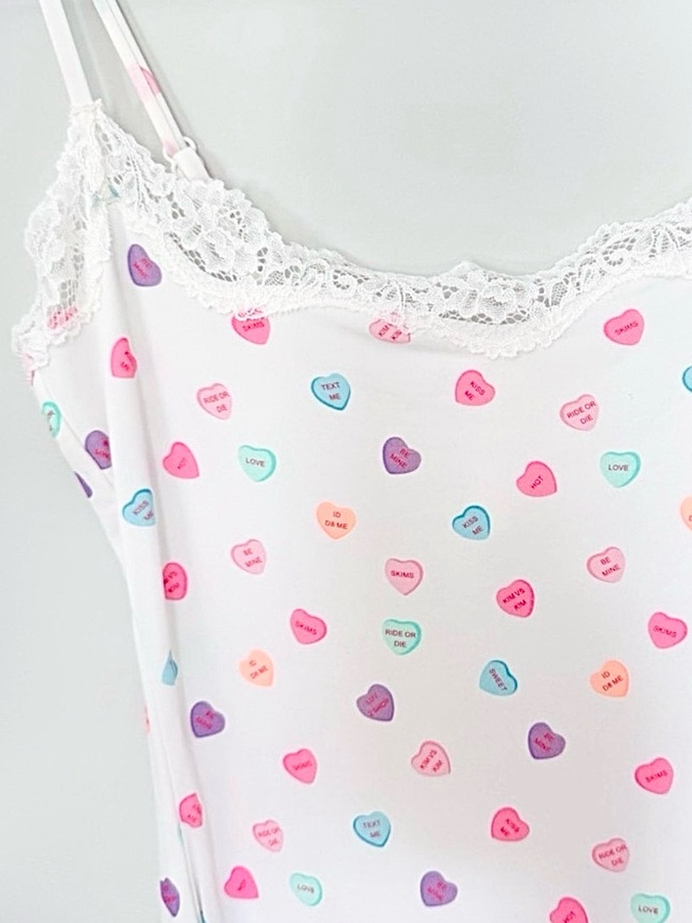 SKIMS Fits Everybody Lace Slip Maxi Dress Candy Heart Marble Size XS - Picture 3 of 8